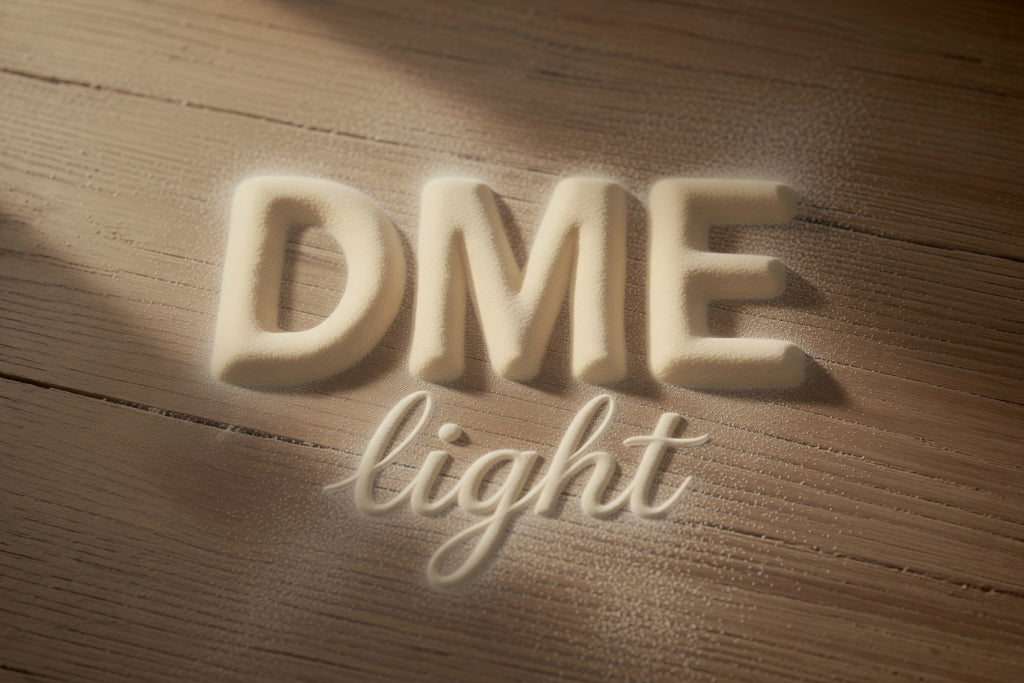 powder on a wooden table that reads DME light with proximity dry malt extract
