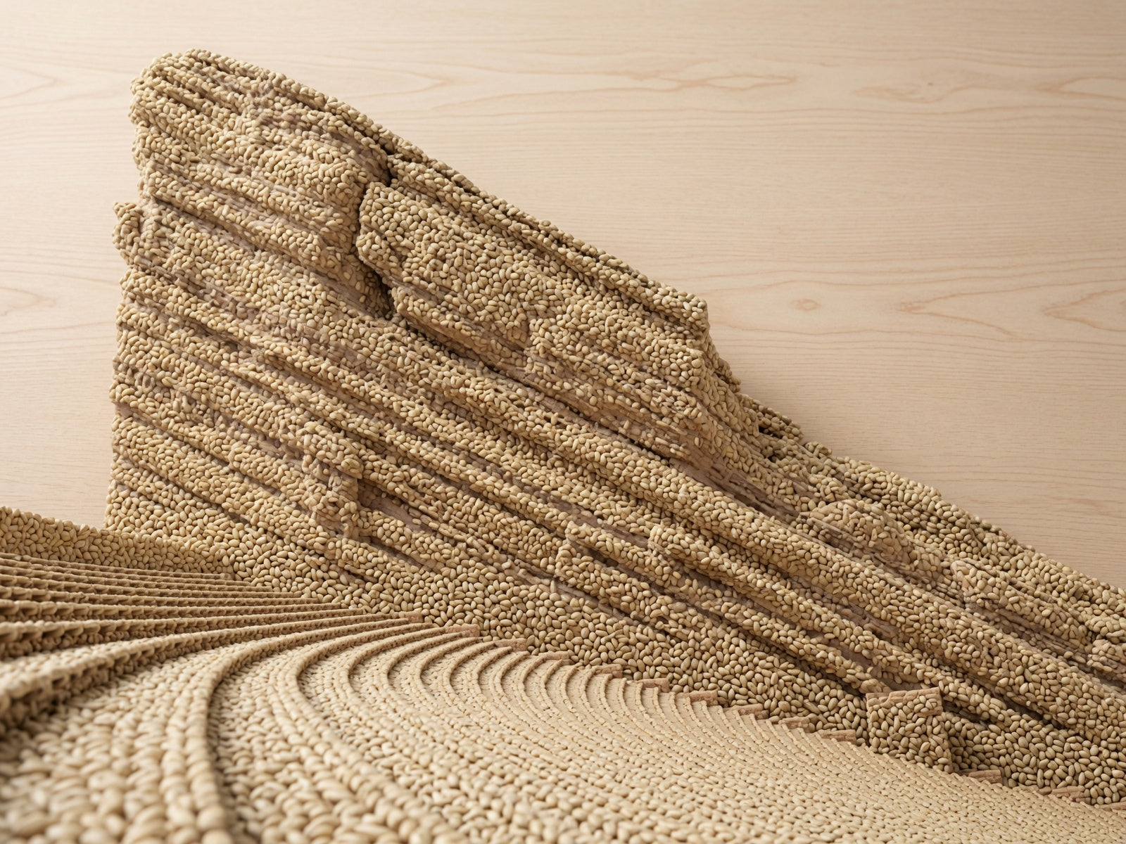 proximity regenmalt pale malt barley kernals showing 2 degree lovibond color arranged to show ship rock at red rocks amphitheater